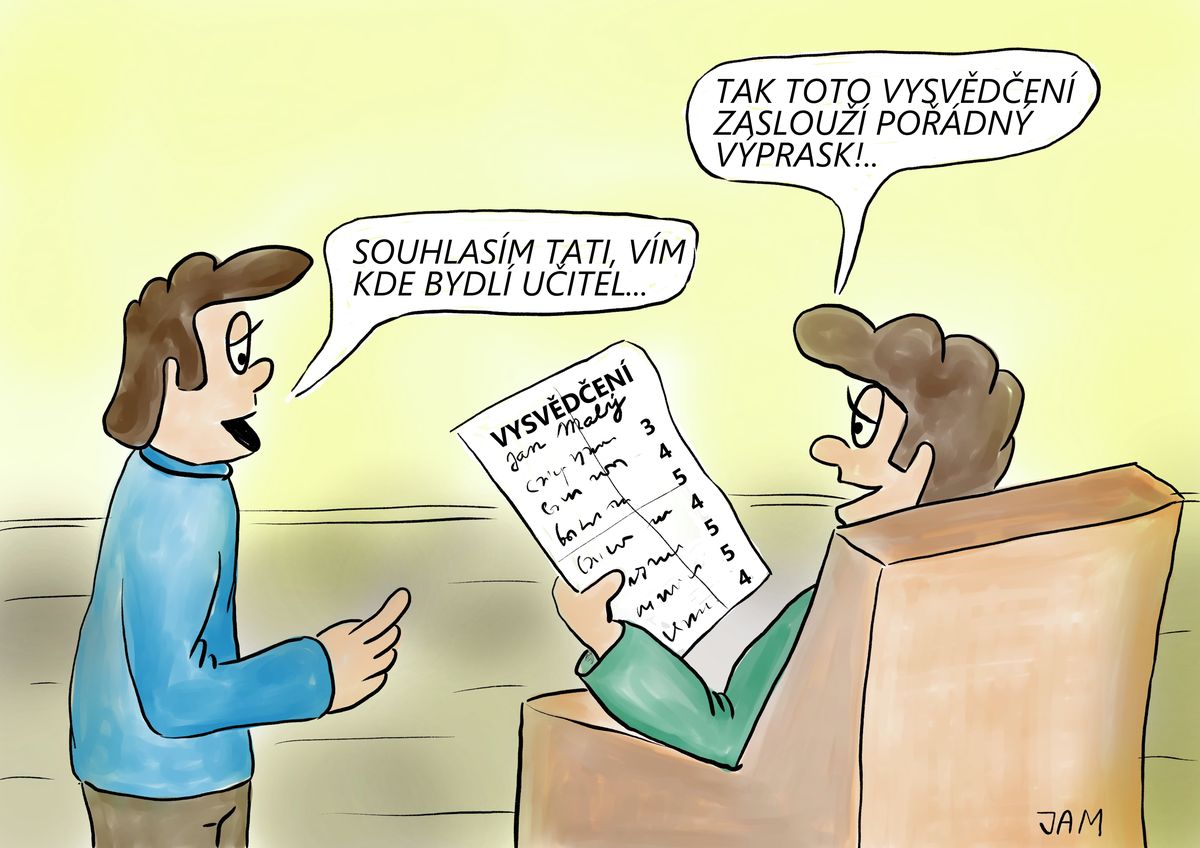 Kreslený vtip: kdo může za špatné vysvědčení? - Seznam Médium