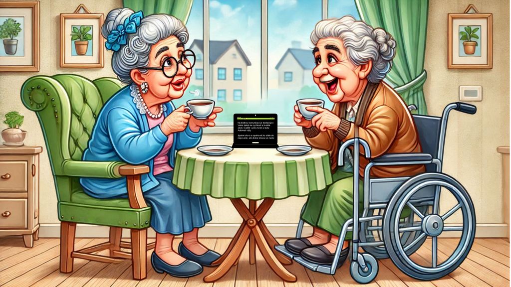 seniorky s postižením sluchu popíjejí kávu a povídají si