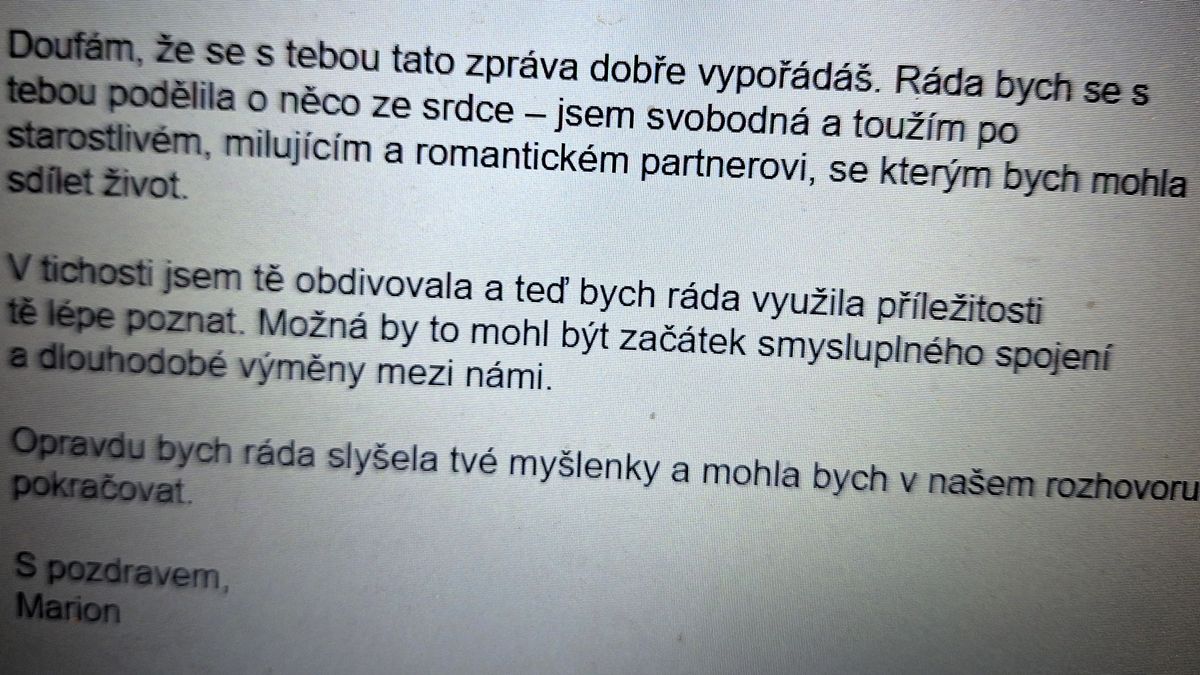 Jsi muž kterého obdivuji napsala mi Marion Médium cz